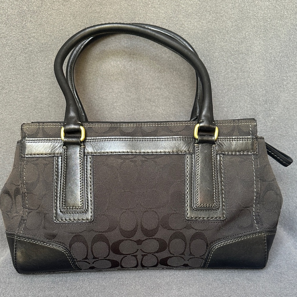 Coach Hampton 11063 Black Signature Medium Carry All Tote Shoulder Bag - Picture 5 of 16